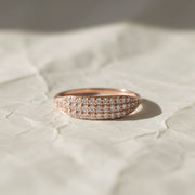 Lab Grown Diamond Pave Ring, 14K-18K Gold Beaded Band, Statement Anniversary Gift for Wife, BFF, Gf, Love Band, VS+ Clarity, F+ Color